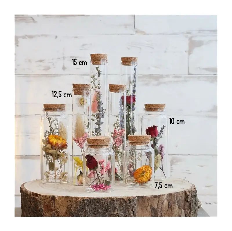 Droogbloemen in glazen potje - 7,5 cm