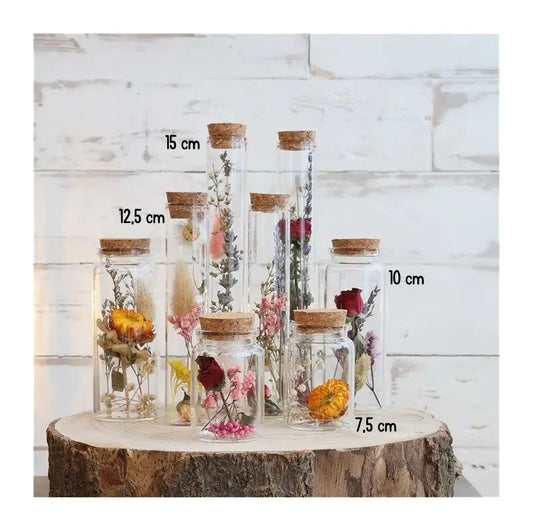 Droogbloemen in glazen potje - 7,5 cm